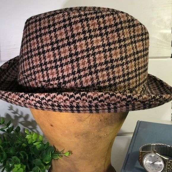 VTG United Hatters Tweed Houndtooth Unisex Retro Hat - Picture 4 of 13